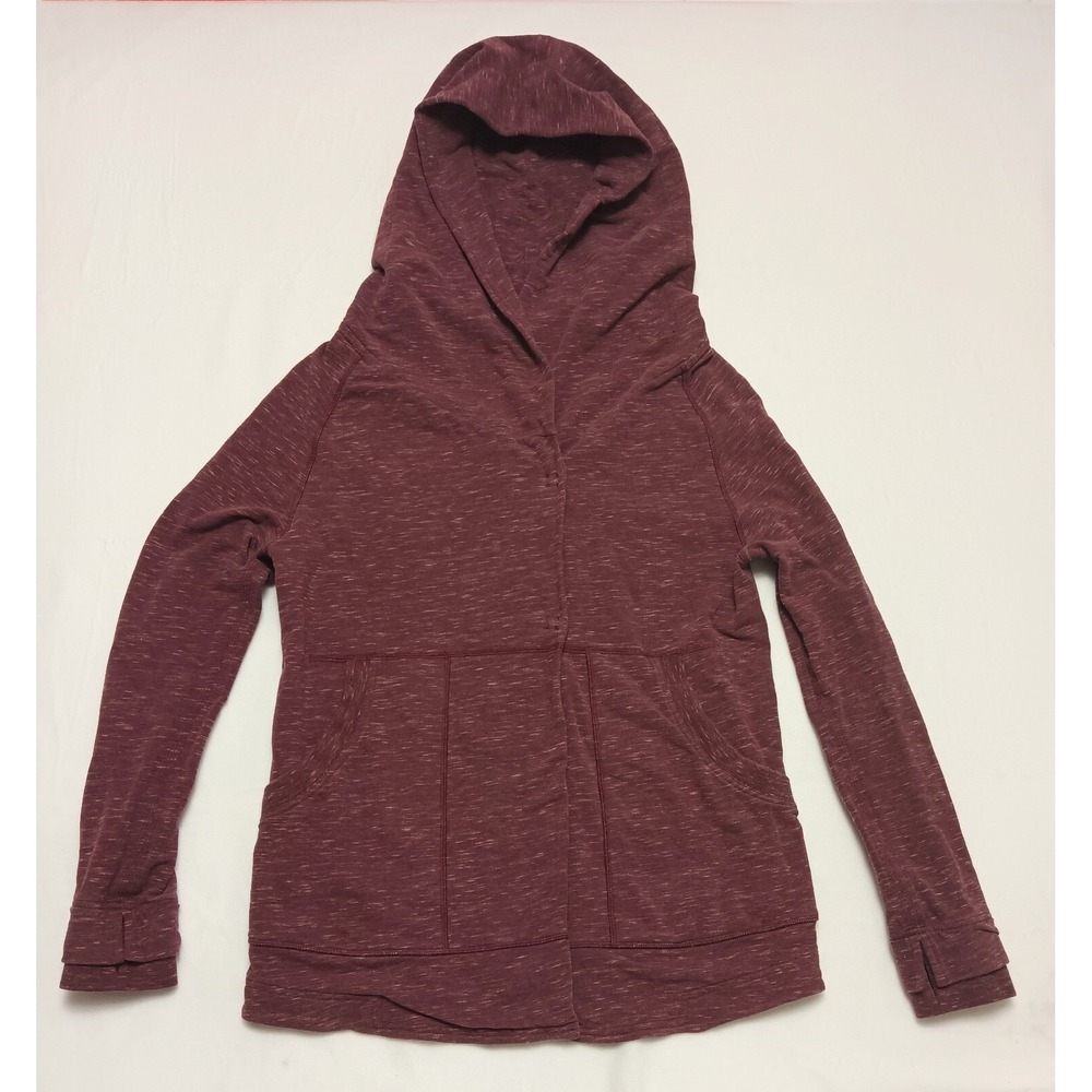 Lululemon Burgundy Snap Front Wrap Hoodie Womens Size 6 Poncho